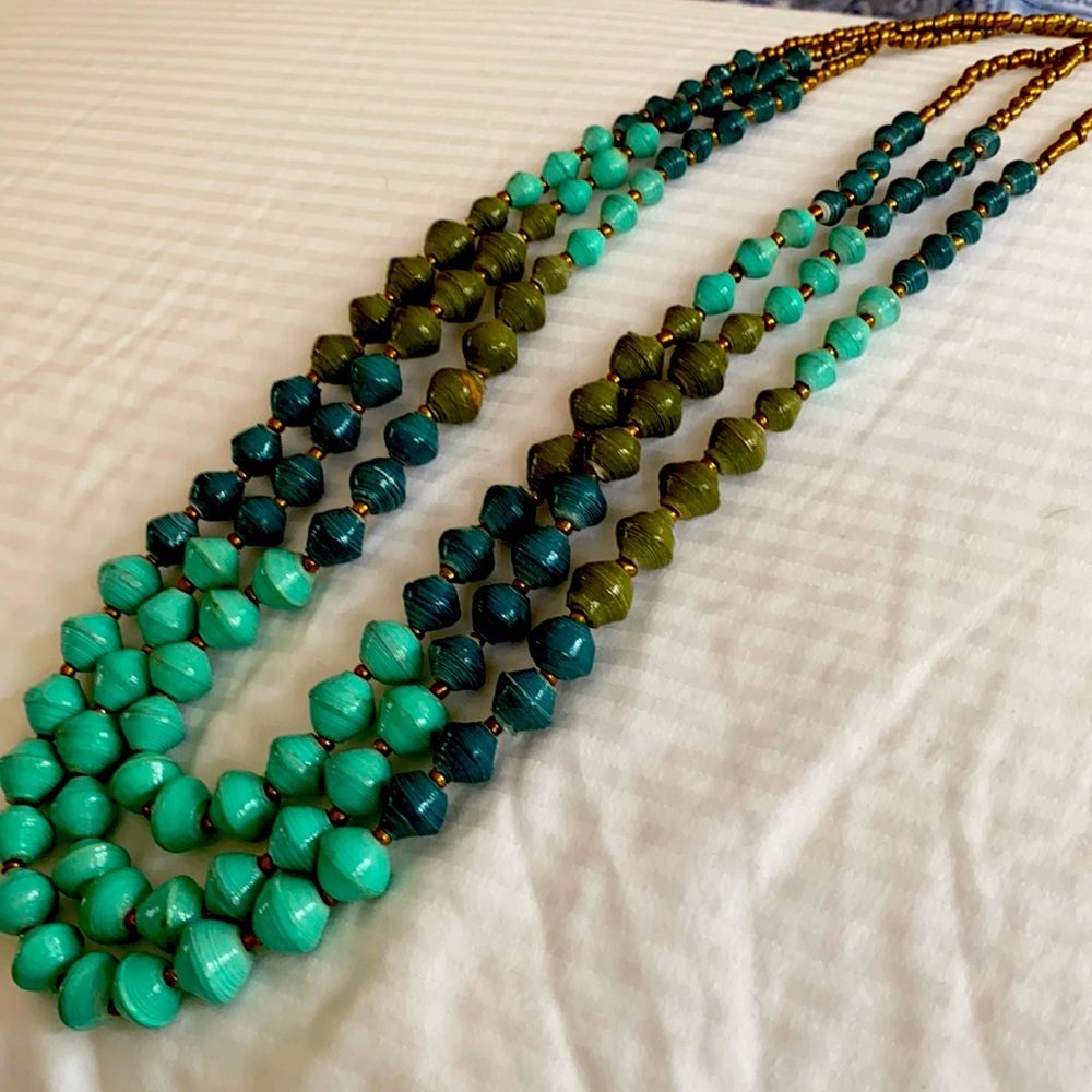 Three strand beaded statement necklace